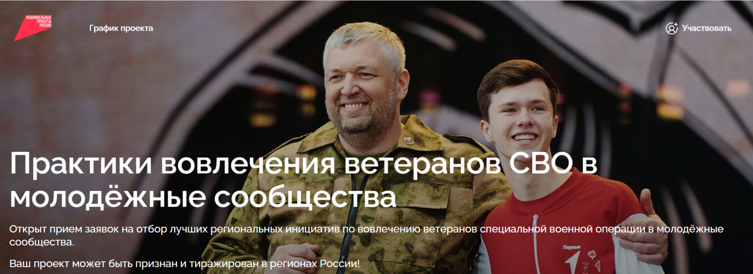 Проведение Всероссийского отбора лучших практик вовлечения ветеранов специальной военной операции в молодежные сообщества